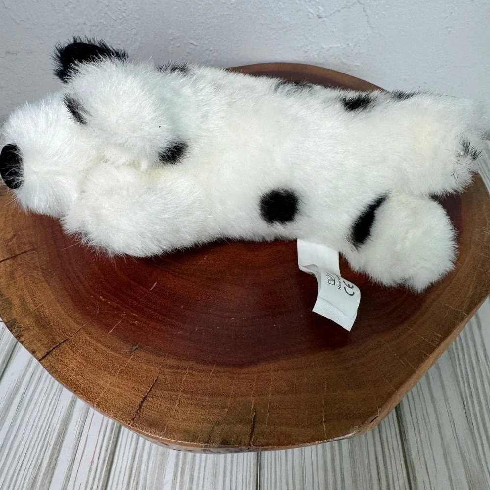 Battat Plush Puppy Dog White Black Spotted Stuffed Animal Red Collar 8 Inch‎
